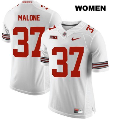 Women's NCAA Ohio State Buckeyes Derrick Malone #37 College Stitched Authentic Nike White Football Jersey HZ20Z84AB